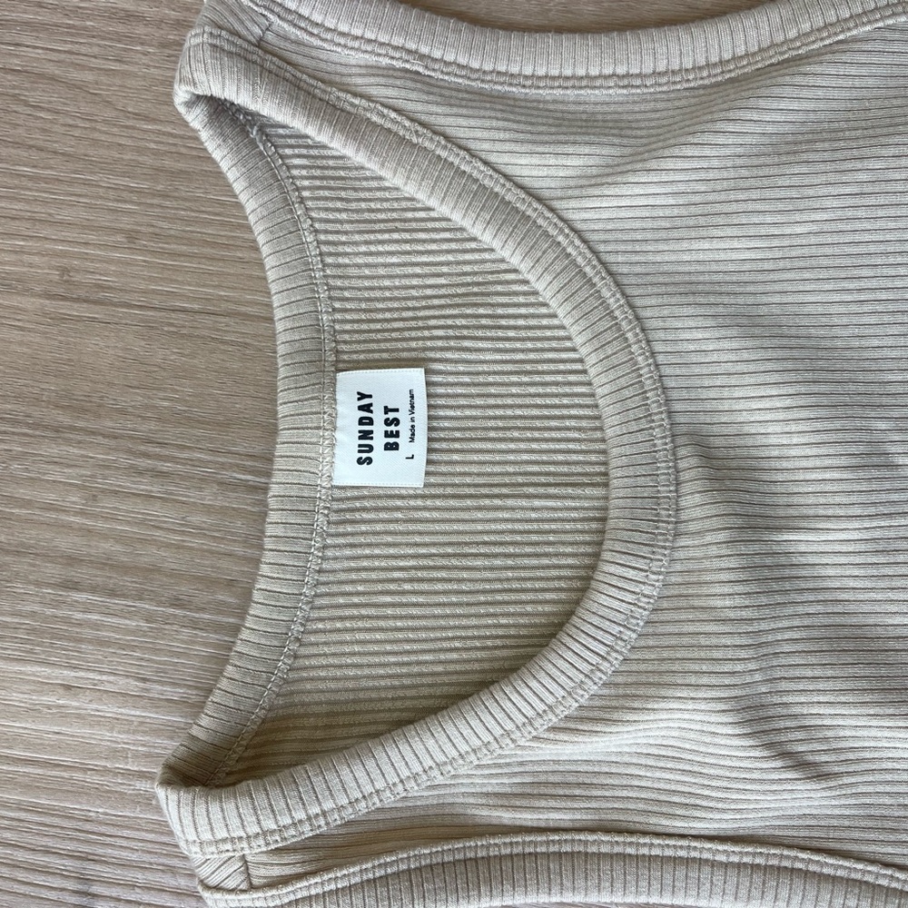 Sunday Best Beige Ribbed Tank Top - Picture 3 of 3